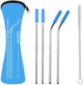 8.5 Inch Reusable Silicone Tips Stainless Steel Drinking Straws with Travel Case