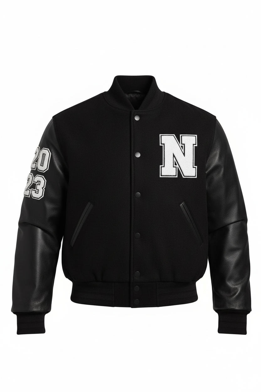 Black Letterman Jacket with Patches