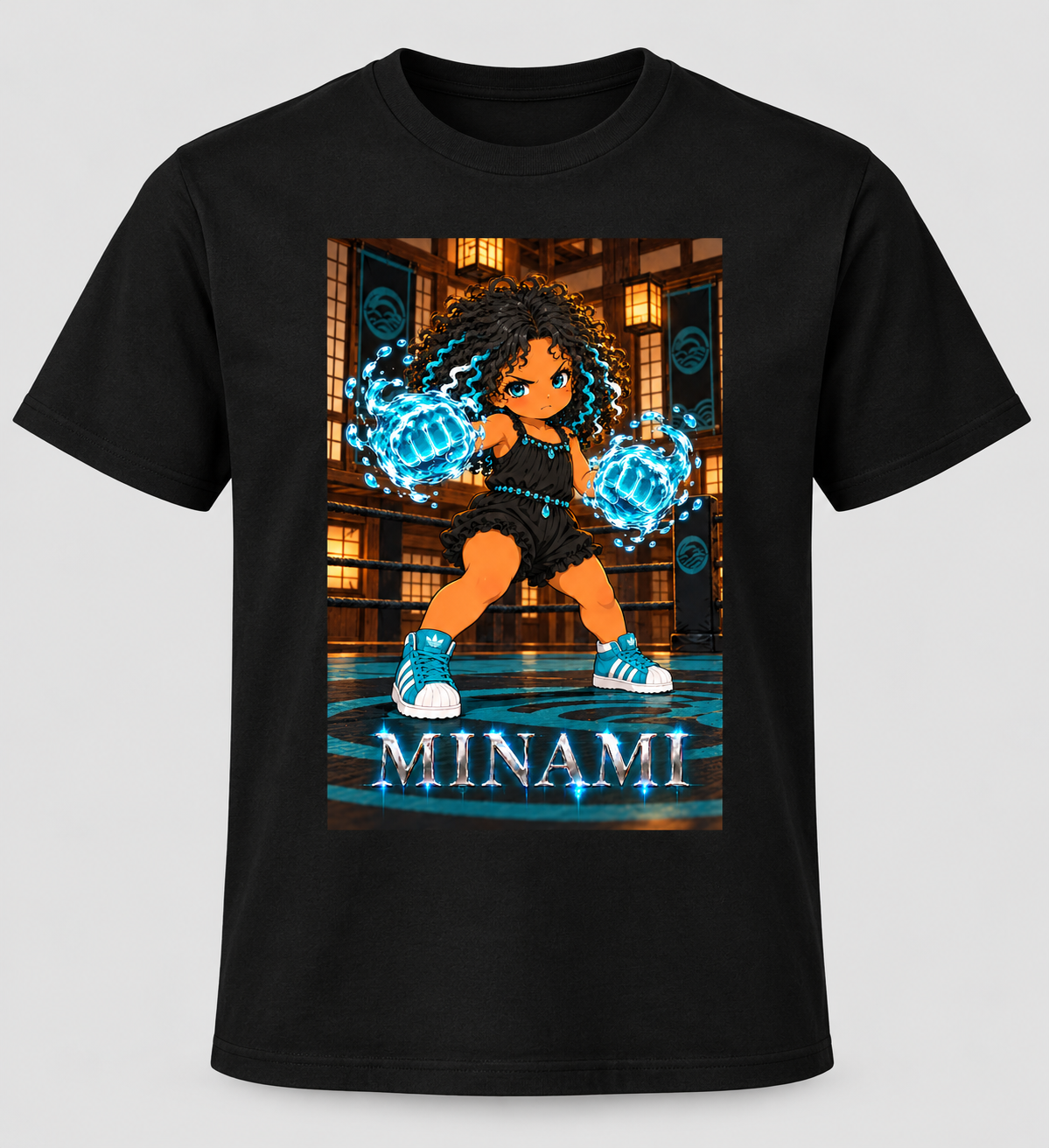 1 — Front: approved Minami Water Fists anime artwork with chrome name