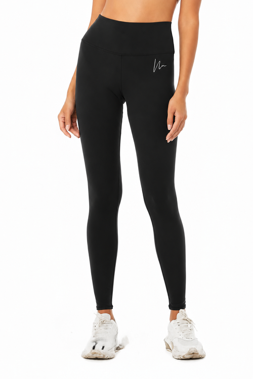 Black Fashion leggings with corrected small white Noelle Namiko signature monogram.
