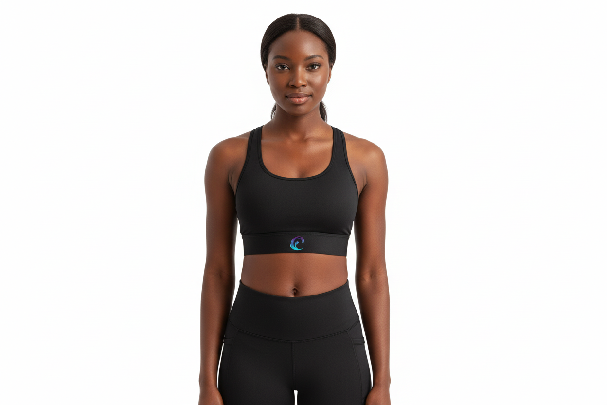 Sports bra with much smaller Wave logo