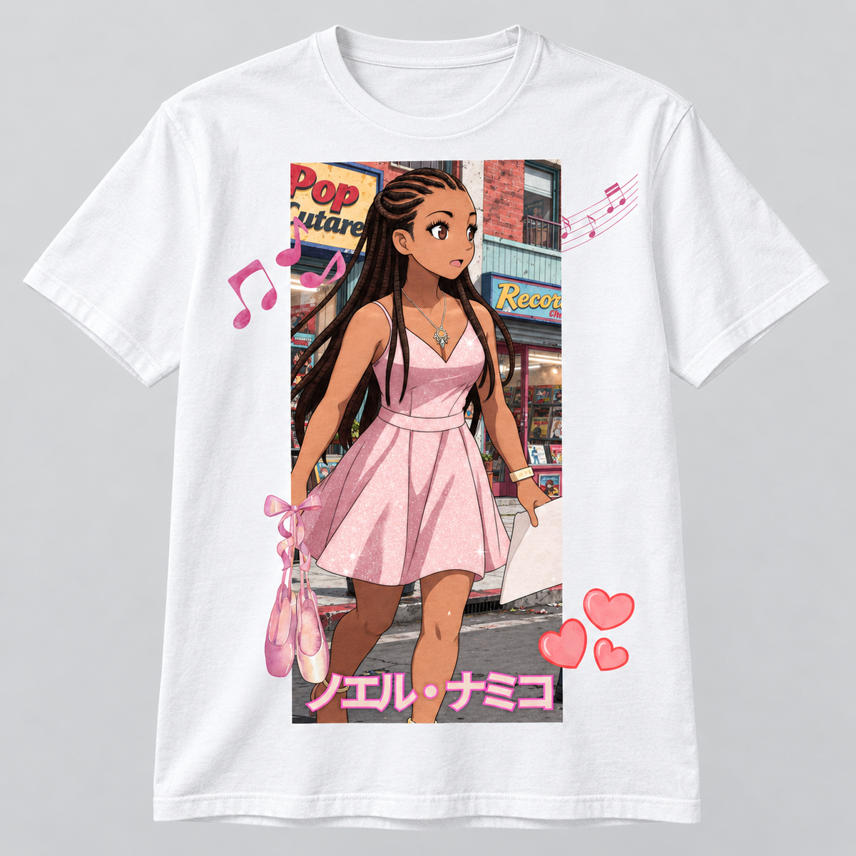 Front view of white Tsunami City Rhythm anime T-shirt