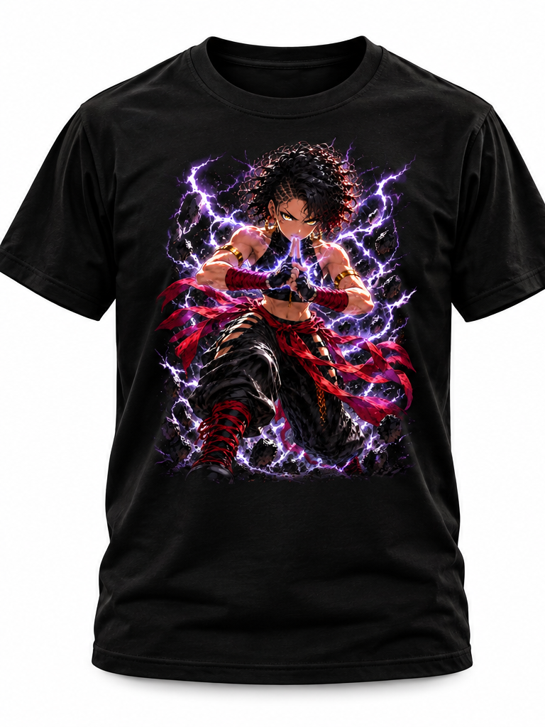 Lightning Hand Seal black tee front