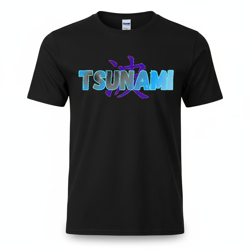 Tsunami T-Shirt Mockup - Large Centered Logo